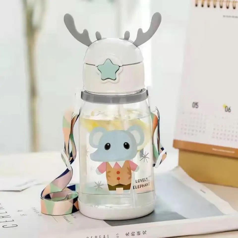 Antler Sipper Water Bottle, Children Portable School Drinking Bottle, 600ml Cartoon Printed Water Bottle, Lovely Cute Water Bottle With Straw, Transparent Dust Proof Clear Straw Bottle, Portable Drink Bottle For Outdoor, Kids Water Sippy Cup Antler Sipper Water Bottle, Children Portable School Drinking Bottle, 600ml Cartoon Printed Water Bottle, Lovely Cute Water Bottle With Straw, Transparent Dust Proof Clear Straw Bottle, Portable Drink Bottle For Outdoor, Kids Water Sippy Cup